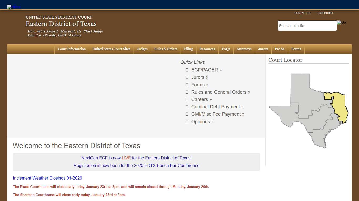 Eastern District of Texas United States District Court