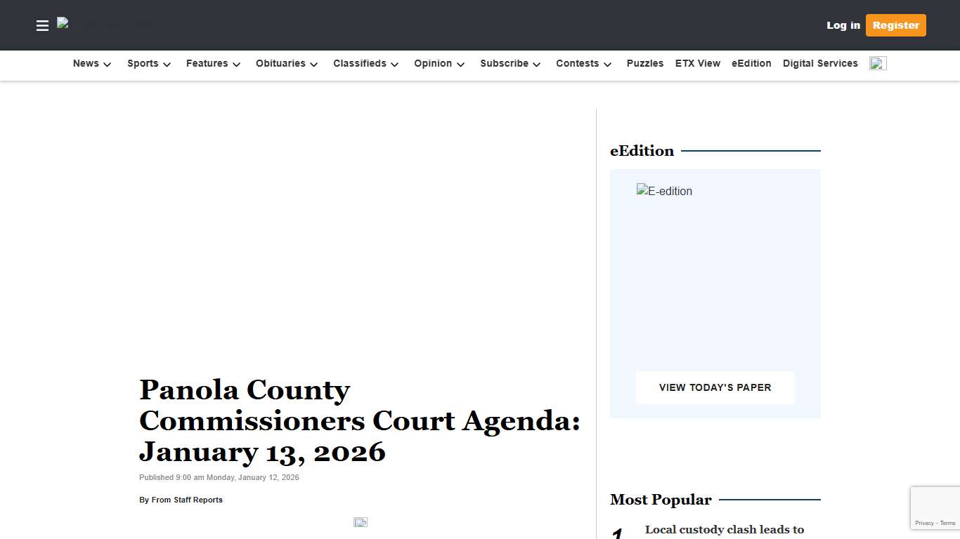 Panola County Commissioners Court Agenda: January 13, 2026 Panola Watchman