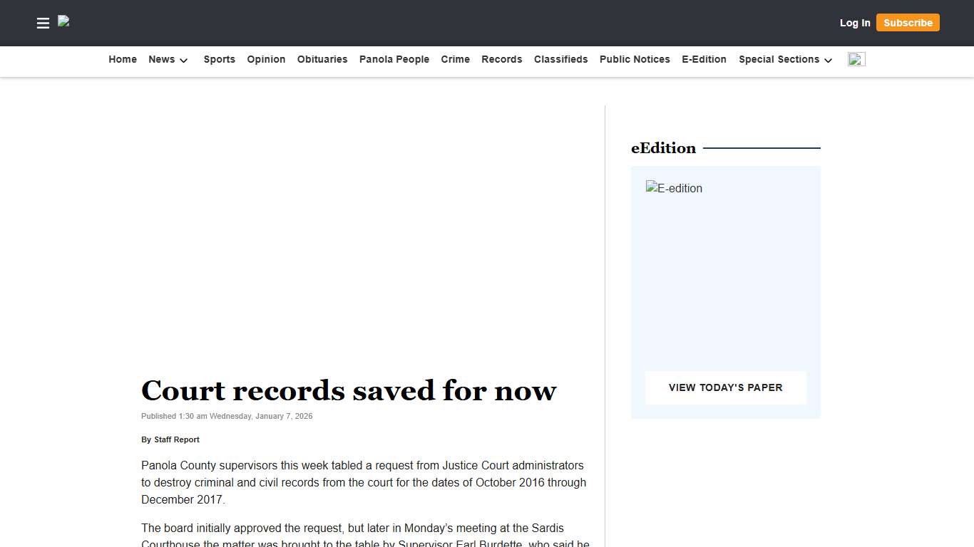 Court records saved for now The Panolian